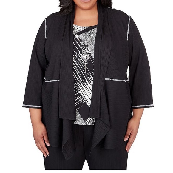 NWT Alfred Dunner‎ 3-in-1 Black/White Shirt/cardigan Combo in Size 3X - Picture 2 of 15